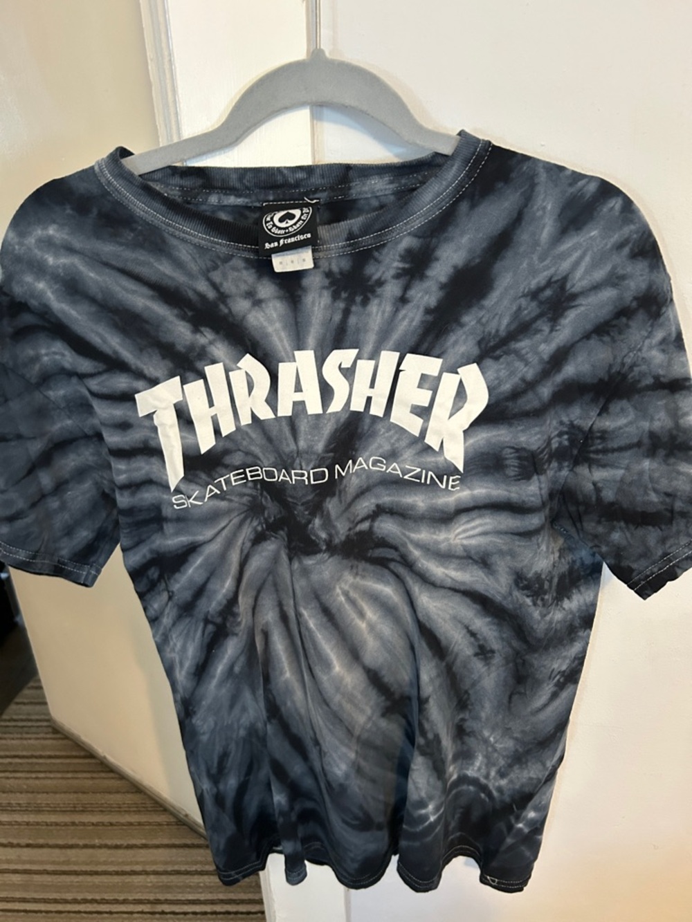 Thrasher Black & Gray Tie-Dye Logo Tee